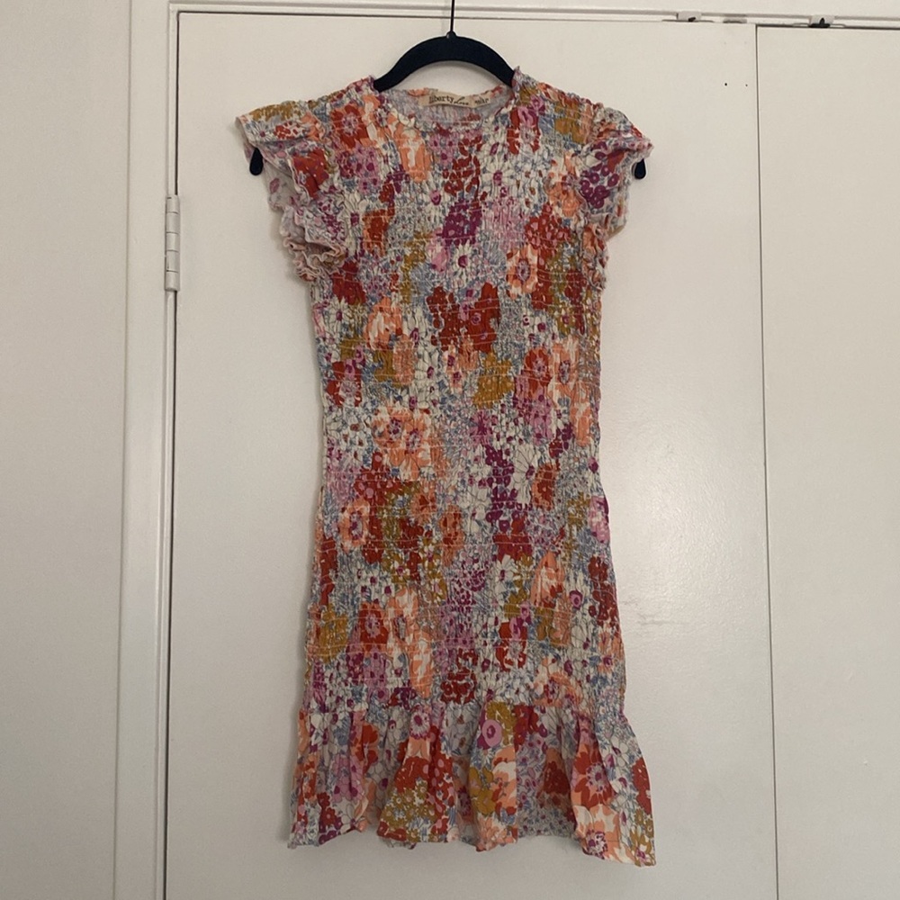 Liberty love multi color floral smocked dress size large - Picture 9 of 13